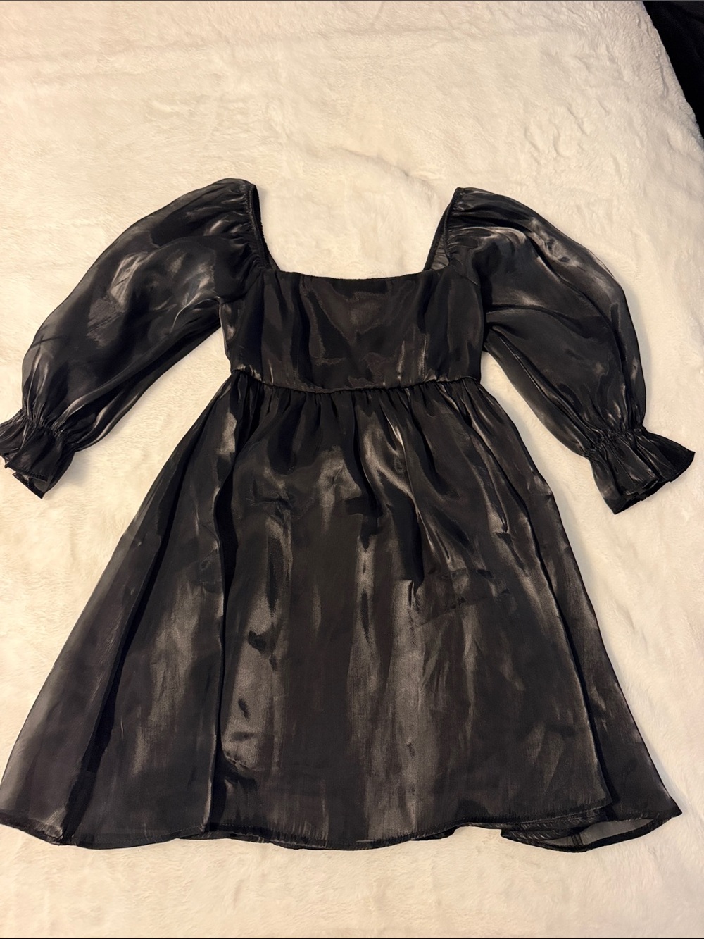 Women’s Black Puff-Sleeve Square Neck Formal Dress